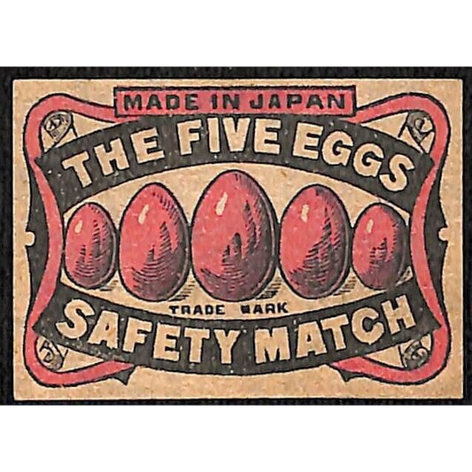 "The Five Eggs" Made in Japan c1900-1920's Matchbox Label VGC
