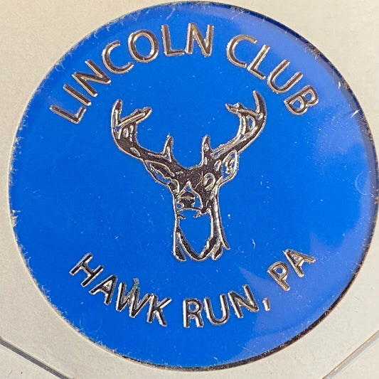 Hawk Run, PA Lincoln Club c1970's-80's Plastic "Bottle Beer" Token