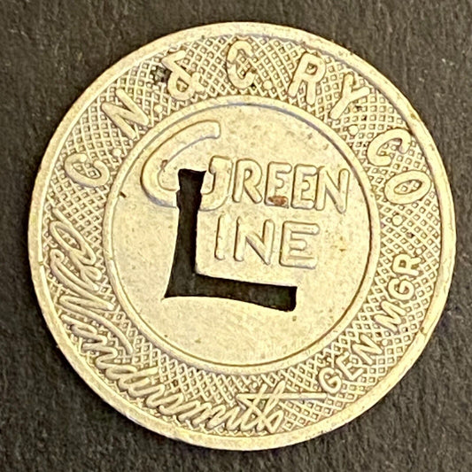 Green Line Transit Token Covington C.N. & C.T Transp. Co. G/F One Fare 16mm (#2)