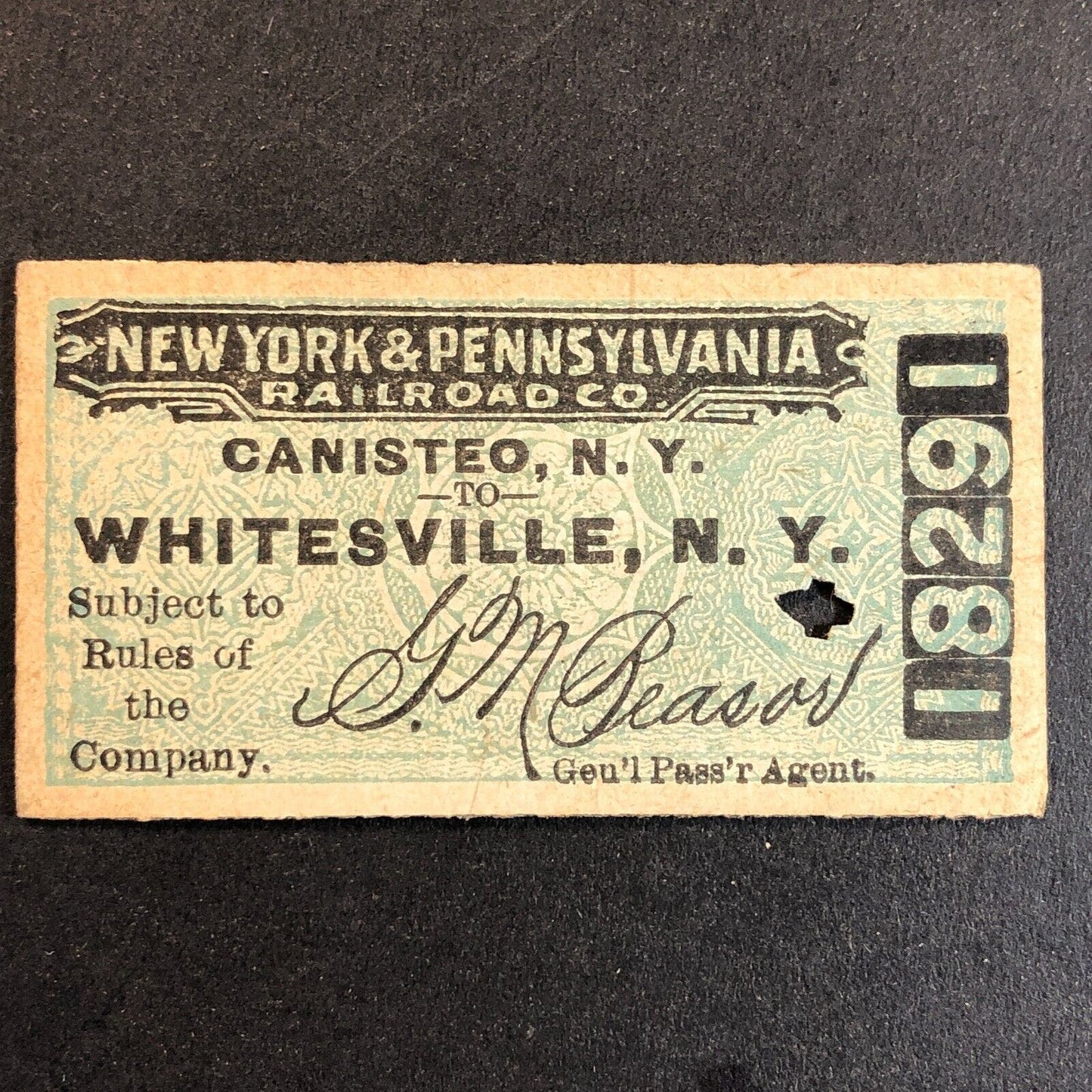 New York & Pennsylvania Railroad July 27 1917 Whitesville, NY Ticket #18291