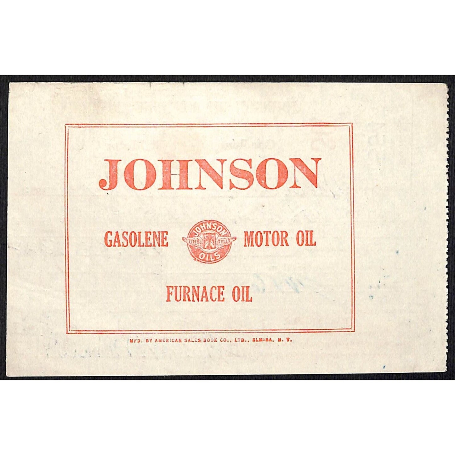 Johnson Oils Gasoline Kerosene 1926 W. H. Thompson Melvin IL Station Receipt #30