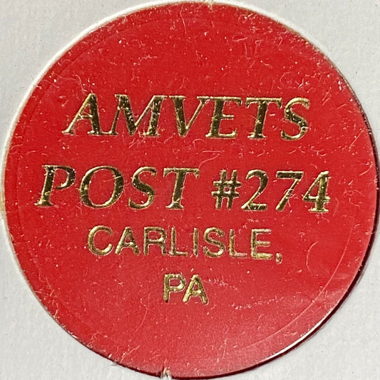 Carlisle, PA AMVETS Post 274 Plastic Drink Token G/F "Beer" (#3)