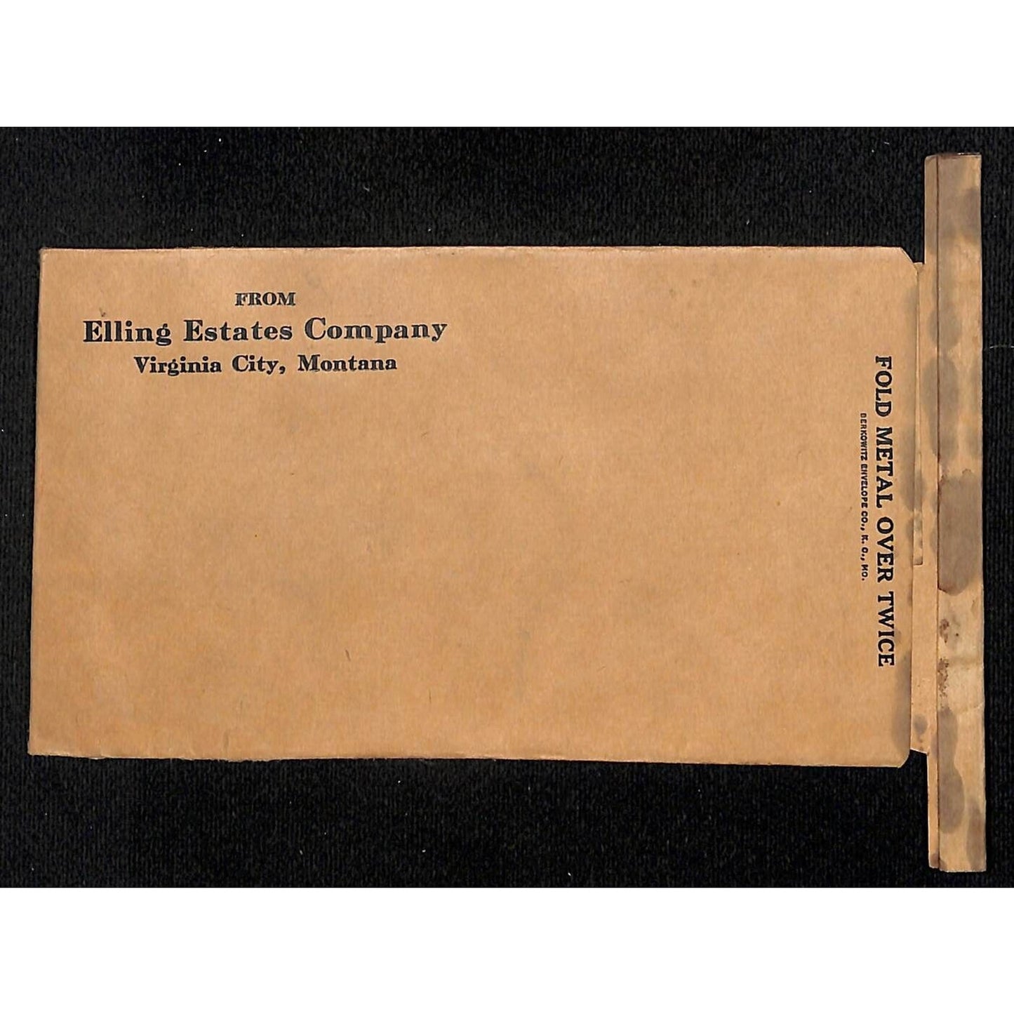 Virginia City, MT Elling* Estates Company c1920's-40's Berkowitz Envelope (#5)