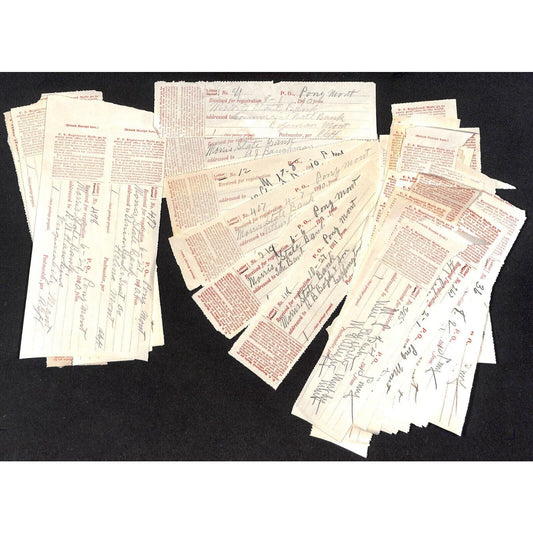 Mostly Pony, MT Group of 70 1910-1911 Unsearched Postal Registered Mail Receipts