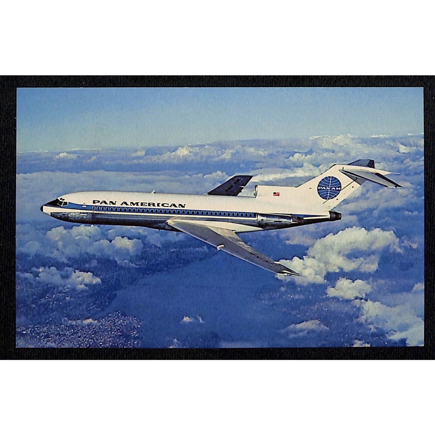 Pan Am's 727 Jet Clipper Airline Postcard c1965-69 UP VGC