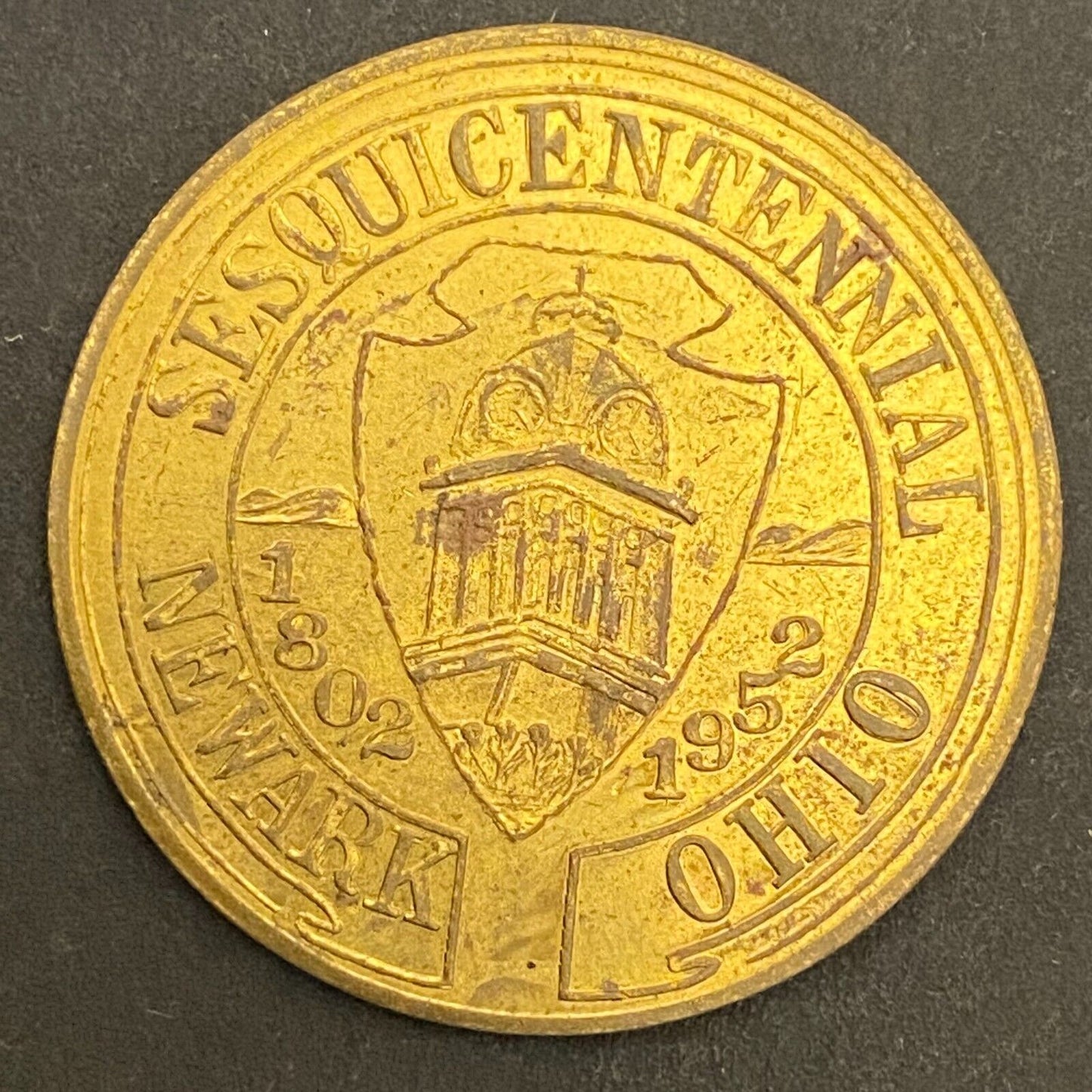 Newark, Ohio Sesquicentennial 1802 - 1952 G/F 50¢ Brass Trade Token 32mm (#8)