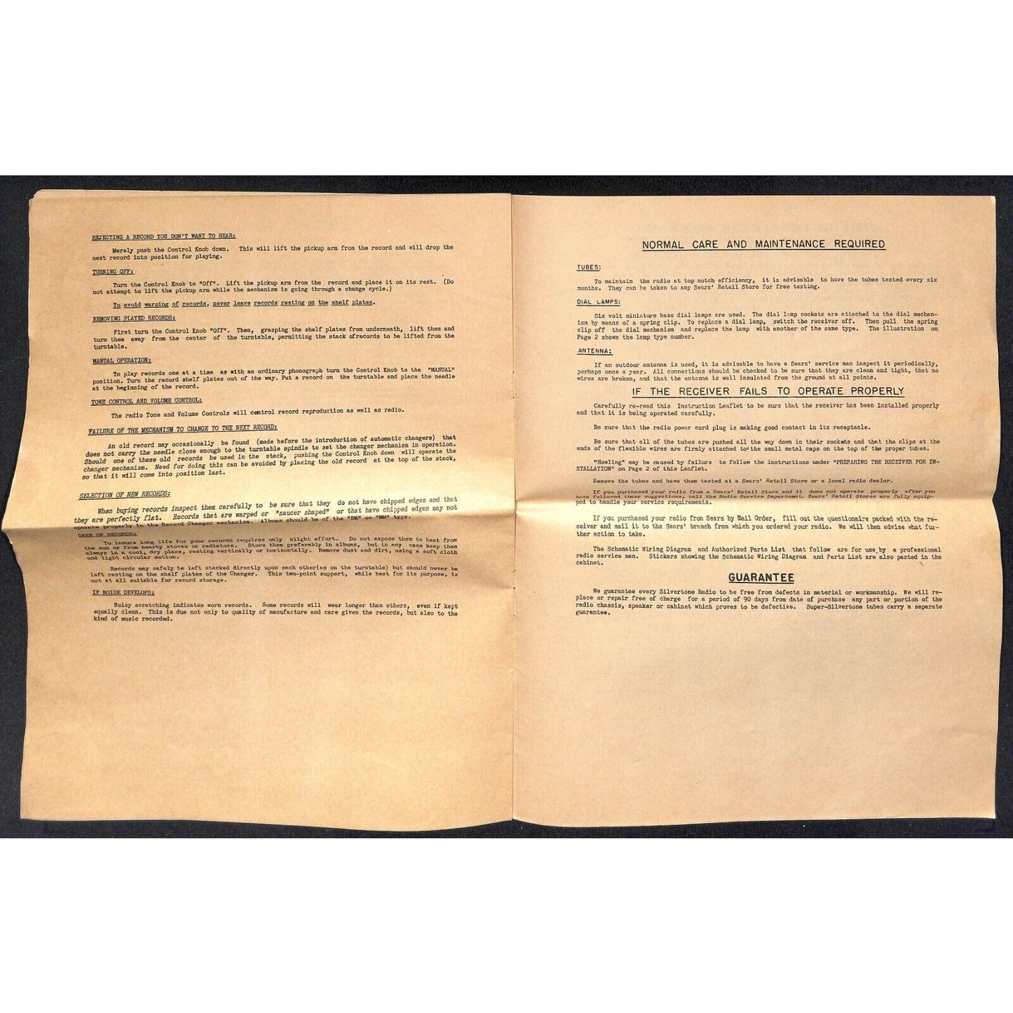Sears, Roebuck c1931 Parts List & Instructions No. 101.658 Superheterodyne 12pp*