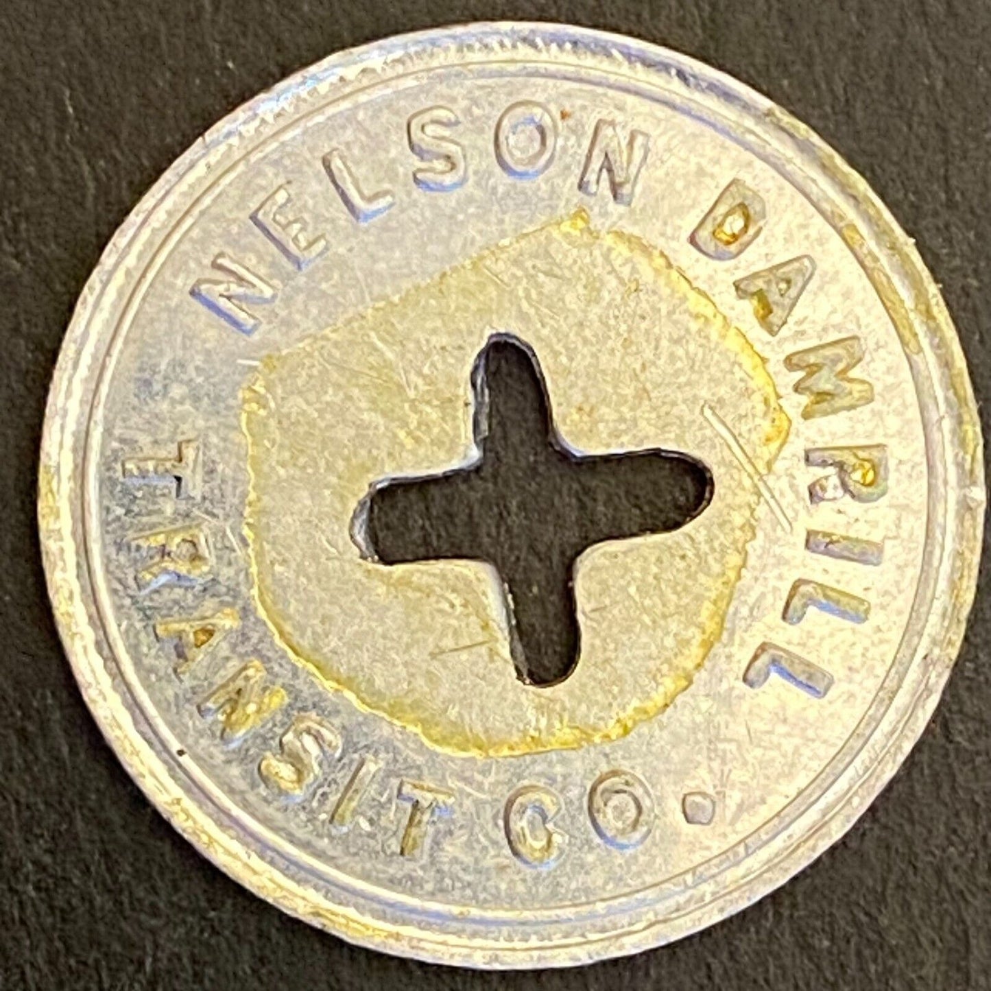 Nelson Damrill Transit Pittsburg KS G/F One Adult Fare Alum Transit Token 21mm