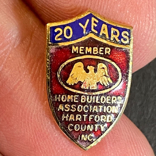 Home Builders Hartford County 20 Year Color Enameled Lapel Pin Scarce 17mm