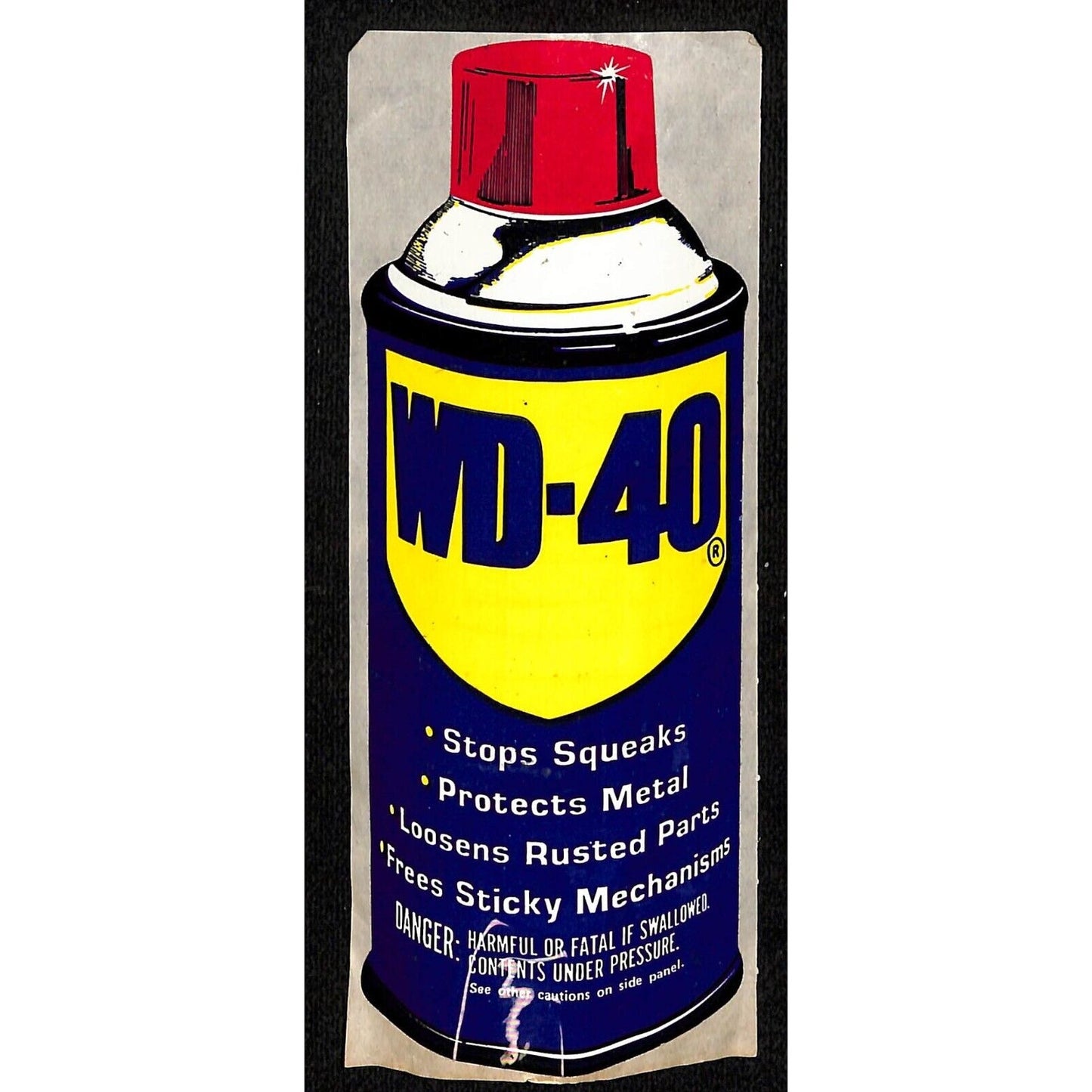 WD-40 Original Sticker / Decal Glossy Finish 2 1/4" x 6" c1970's-80's VGC (#5)