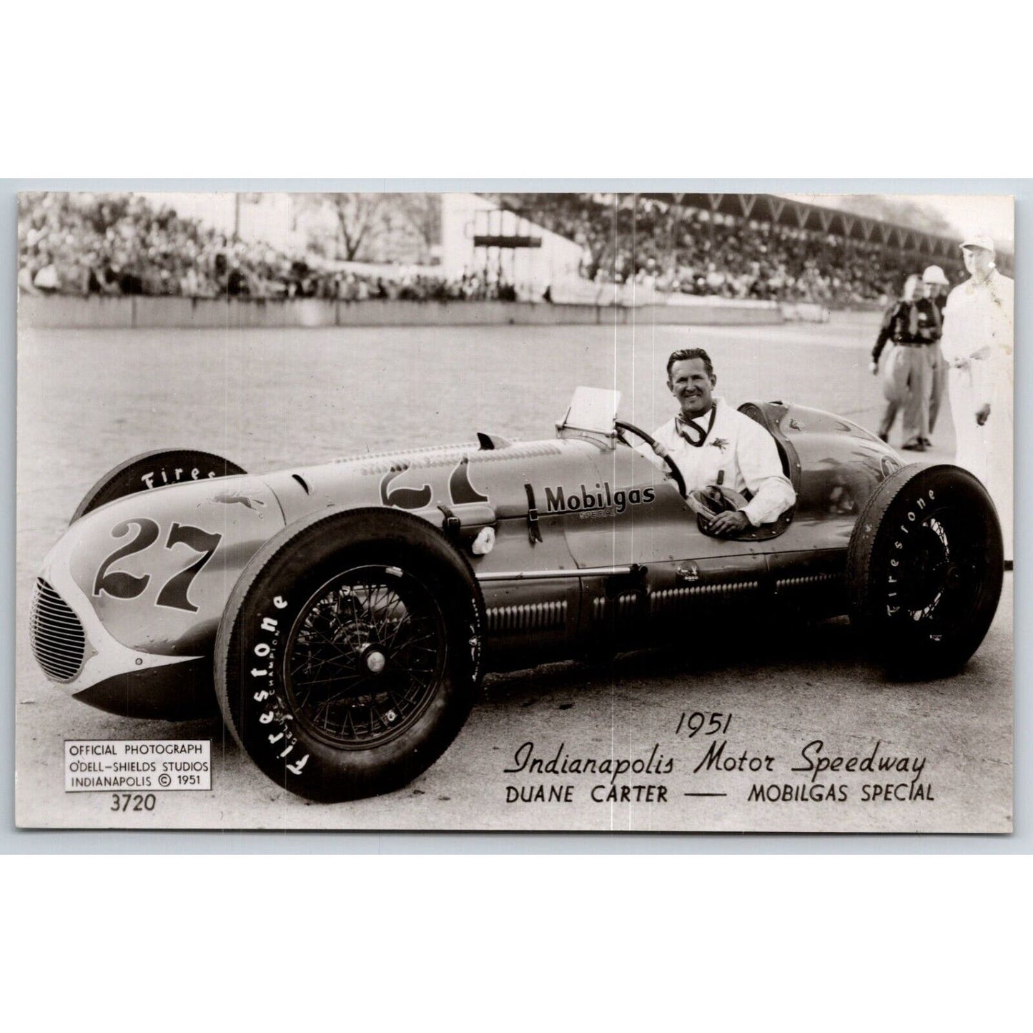 Indianapolis Motor Speedway 1951 Duane Carter RPPC* O'Dell-Shields Postcard VGC