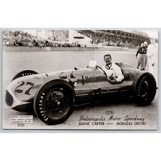 Indianapolis Motor Speedway 1951 Duane Carter RPPC* O'Dell-Shields Postcard VGC