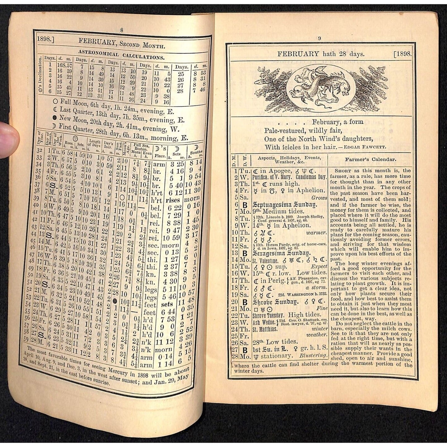 1898 Old Farmer's Almanac 48pp* w/ Early Coca Cola "Brain and Nerve Drink" Ad