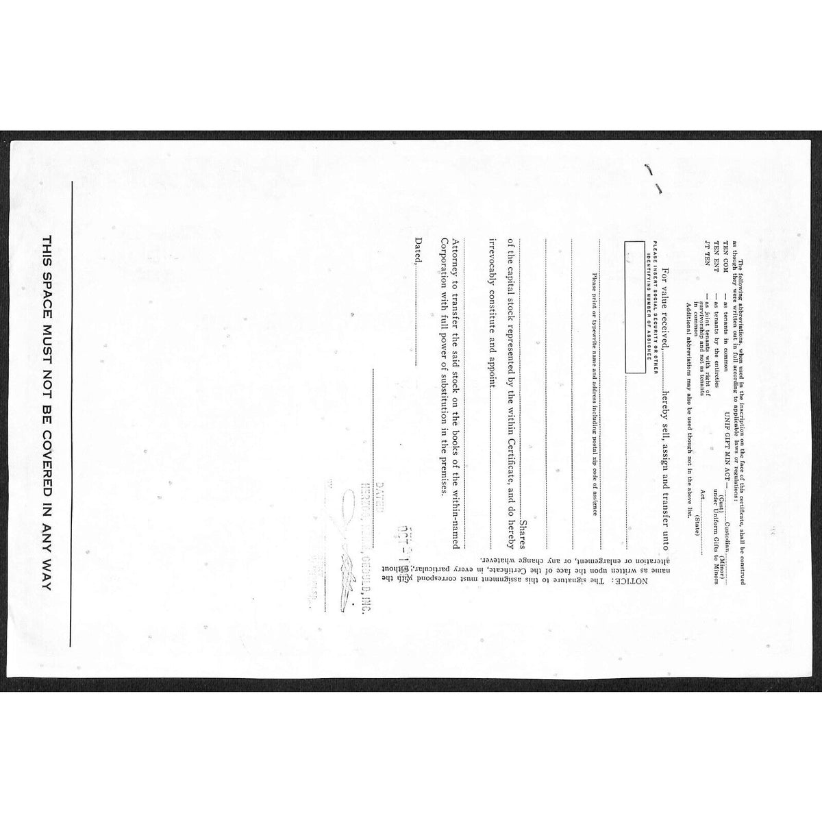 United States Crown Corp* NJ Soda "Crown Flip Top" 1982 Stock Certificate #5389
