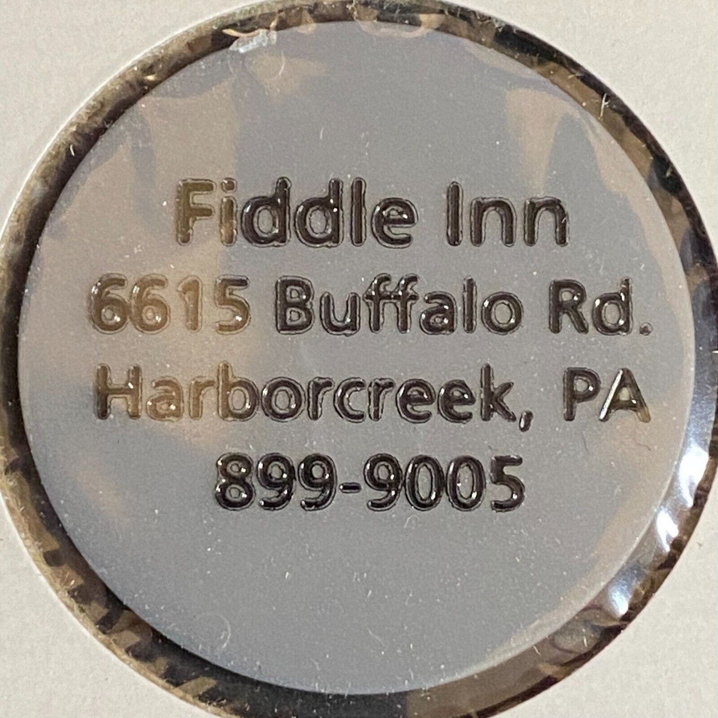 Harborcreek, PA Fiddle Inn c1970's-80's Plastic "$3.75" Token