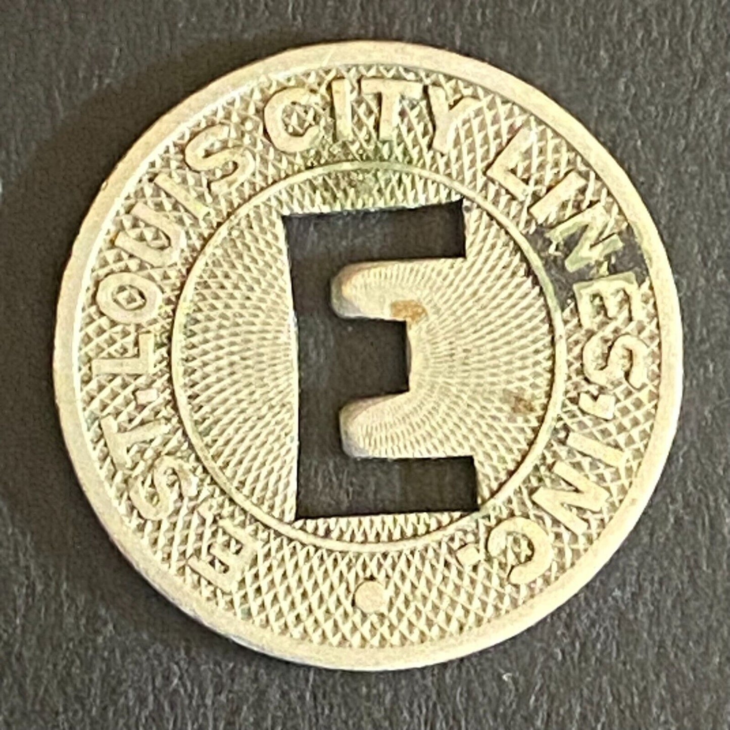 E. St. Louis City Lines G/F One City Fare Transit Token 16mm w/ E Cutout