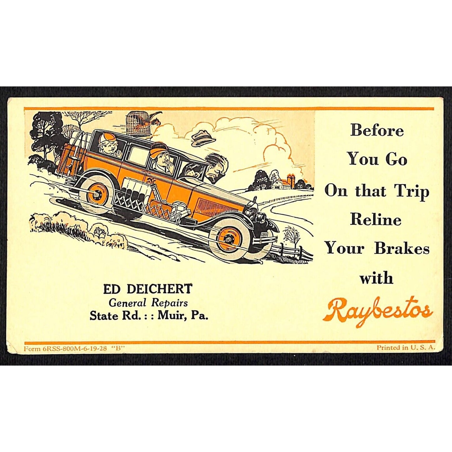 Raybestos Ink Blotter / Ed Deichert General Repairs Muir, PA c1925-35 VGC