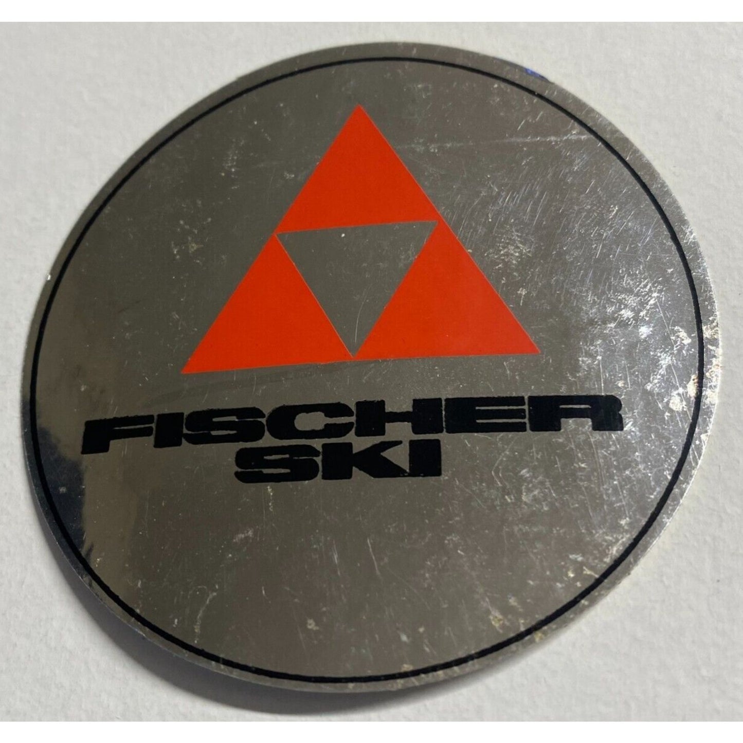 Fischer Ski Original Sticker Red, Black & Mylar c1976-80's 2 5/8" dia. Scarce