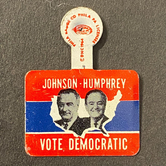 Johnson - Humphrey Vote Democratic Election Campaign Steel Fold Over Pin - c1964