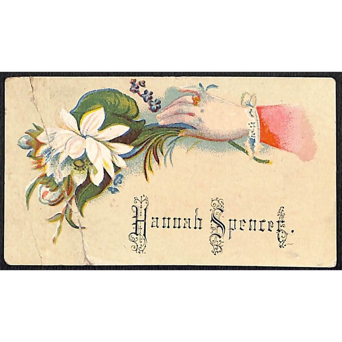 "Hannah Spencer" Victorian Calling Greeting Card - Floral Art Woman's Hand