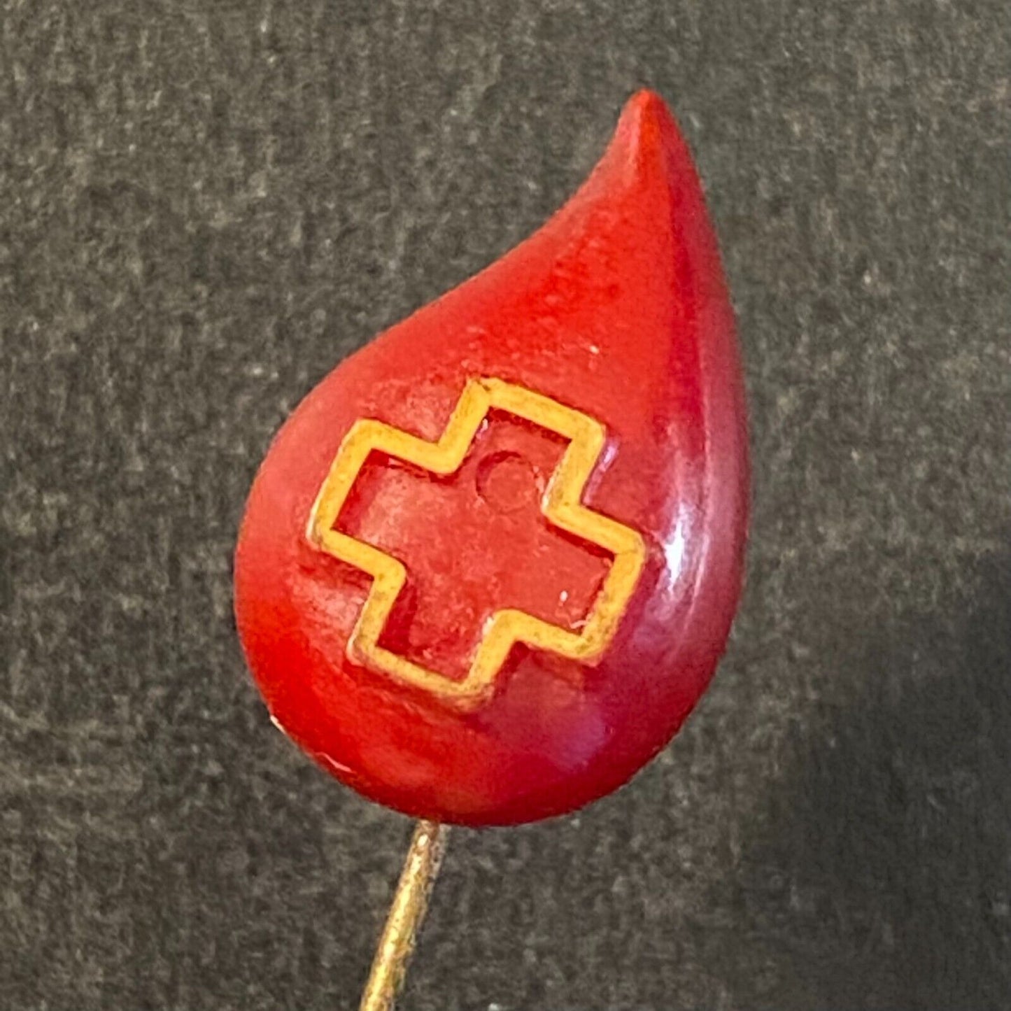 Red Cross "Blood Drop" Plastic? Donor Stick Lapel Hat Pin (10mm x 1 3mm Drop)