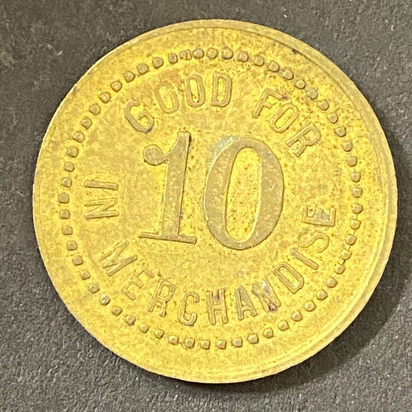 Bye & Company Taswell, IN G/F 10¢ in Merchandise Token 23mm (Gen Store?*) (#3)