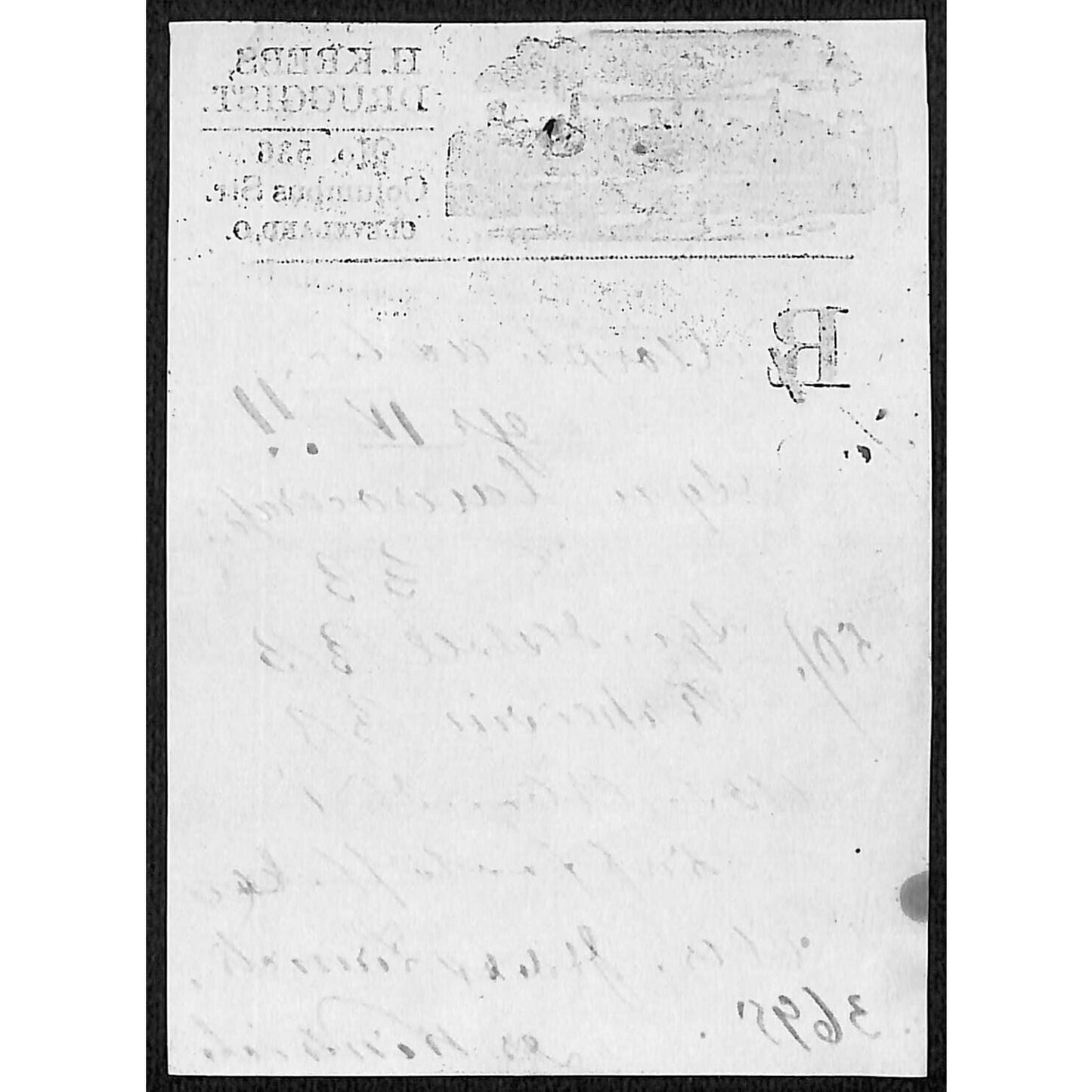 H. Krebs, Druggist Columbus St. Cleveland c1870's* Prescription #3695