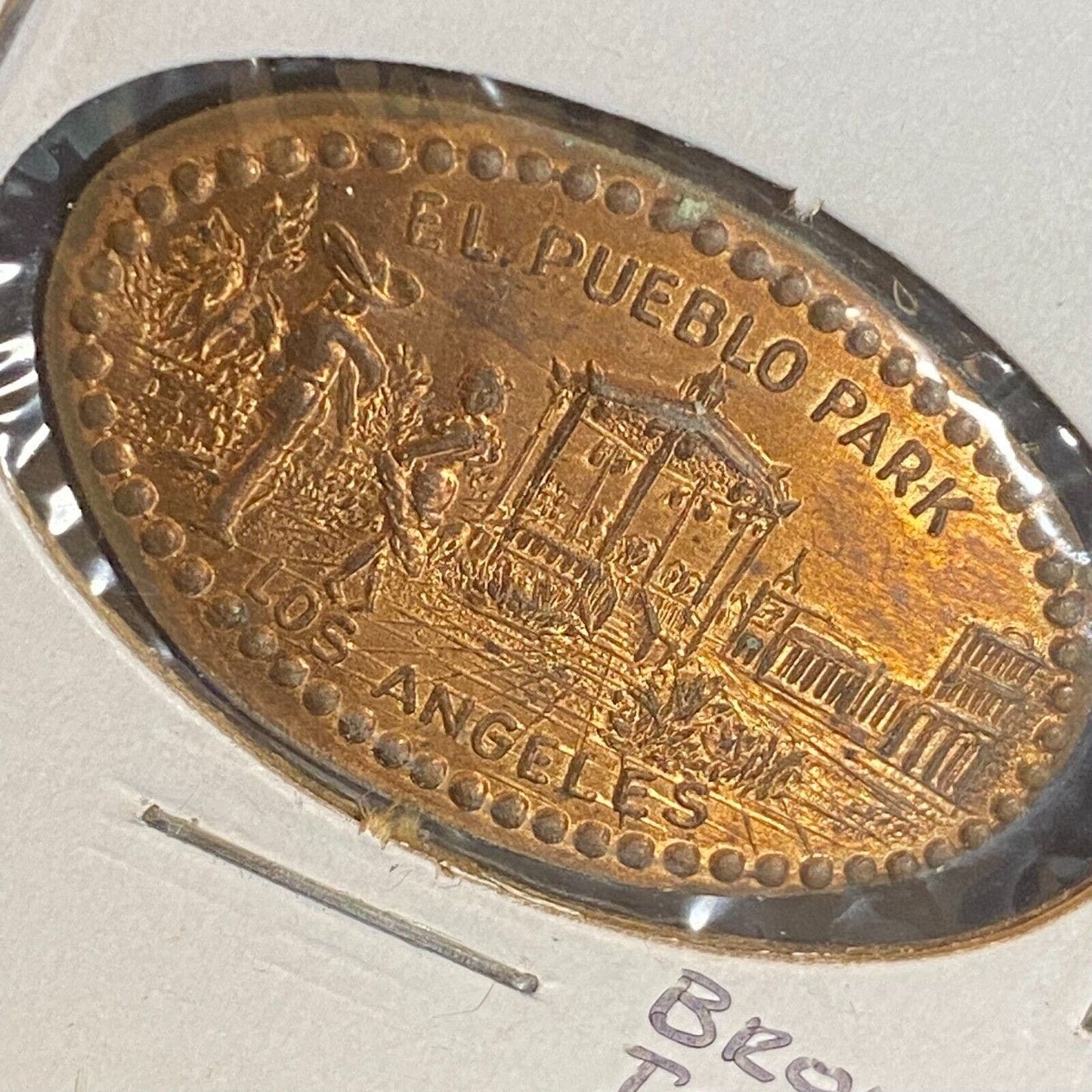 El Pueblo Park, Los Angeles Elongated "Bronze Issue" Penny Souvenir Scarce