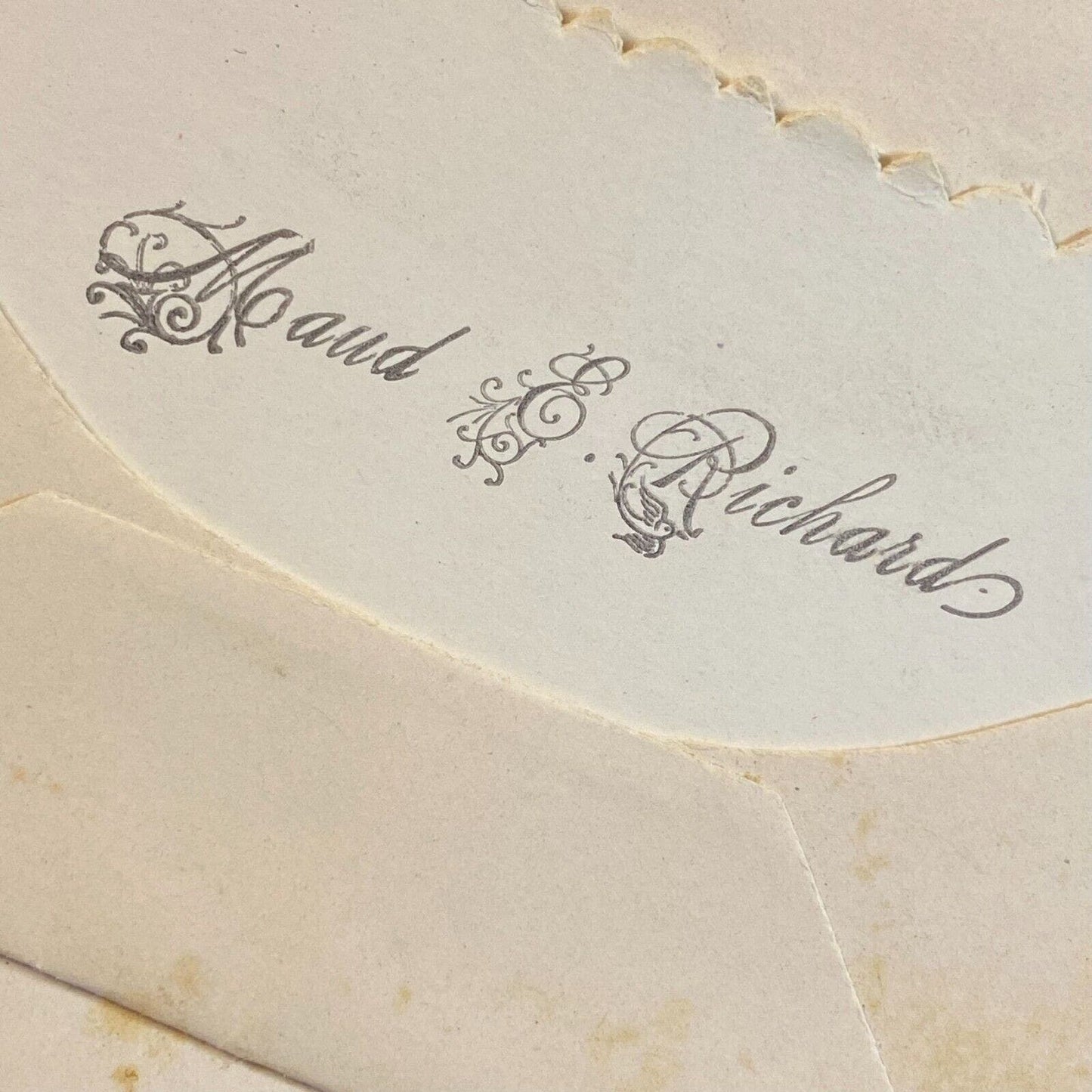 "Moaud E. Richard" Victorian Die Cut Envelope Name Card Greeting "With Love's.."