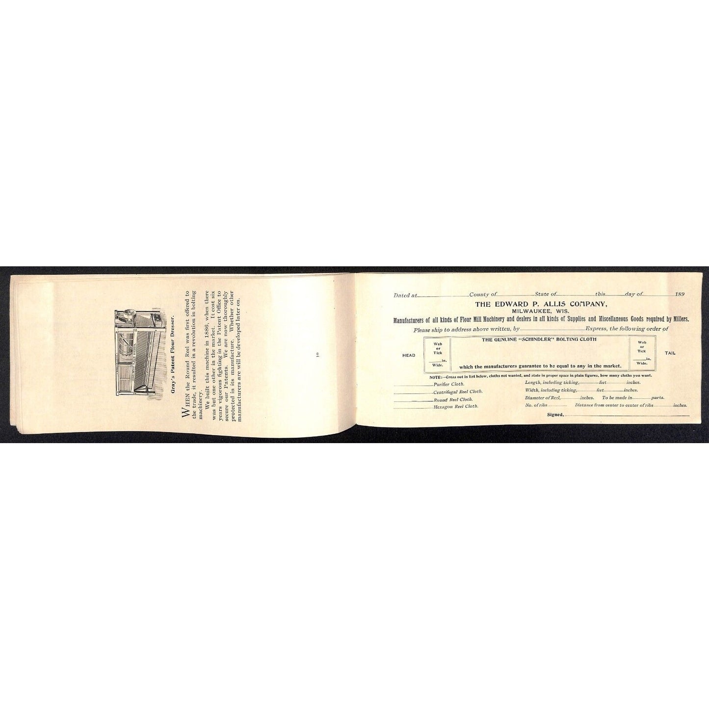 Edward. P. Allis Co. Milwaukee 1890's Wire Cloth Catalog Order Form Booklet 32pp