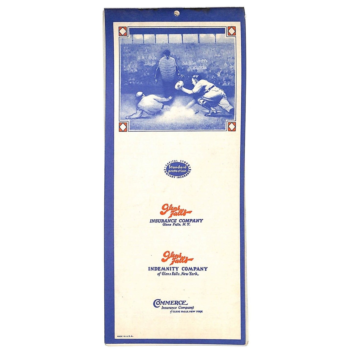 1941 Baseball Calendar Roaring Spring PA 3" x 8" Scarce Complete 20pp VGC