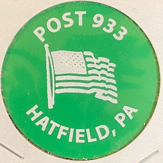 Hatfield PA American Legion Post 933 c1970's-80's Plastic "G/F One Beer" Token