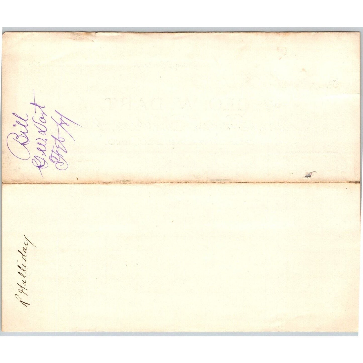 Dillon, MT Geo. W. Dart Jan. 1887 Billhead Glassware Tinware R.C. Halliday*