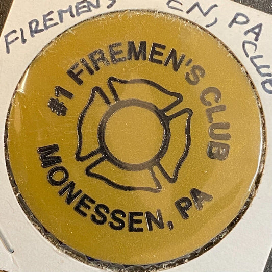 Monessen, PA Firemen's Club #1 c1980's-90's Plastic Token G/F One Bottle Beer