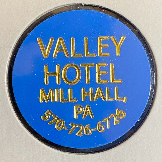 Mill Hall, PA Valley Hotel Plastic Token Good For One Mixed Drink