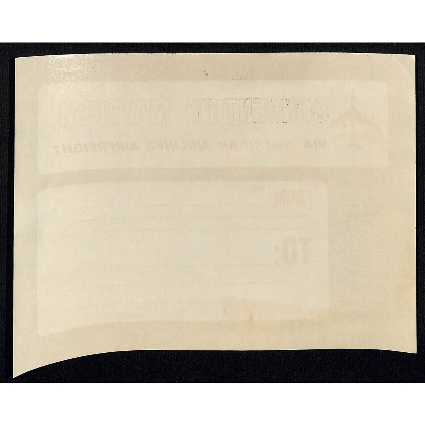 American Airlines Airfreight Convention Material 6" x 8" Gummed Label c1970 VGC