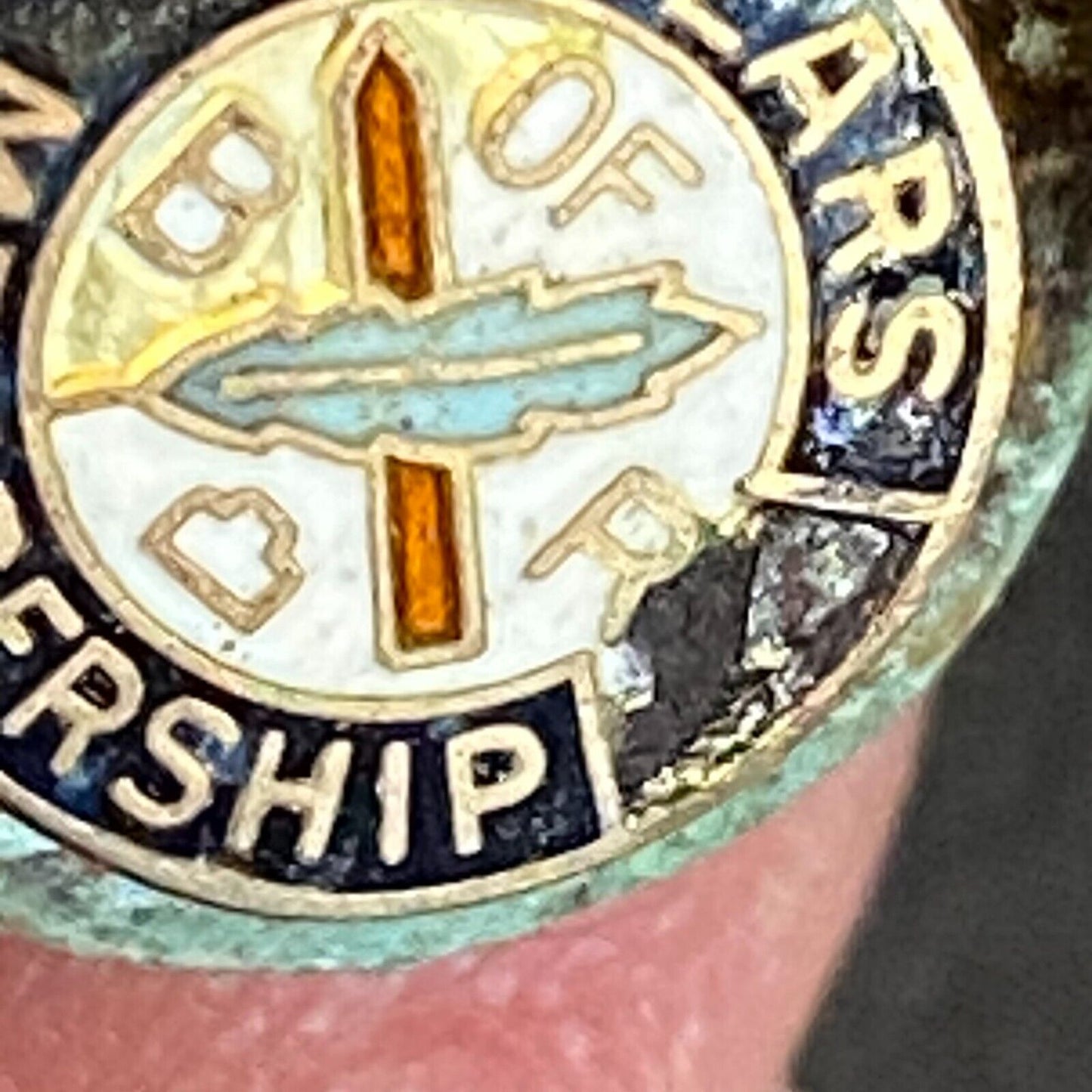 Brotherhood of Railroad Clerks 25 Yr. Enameled Lapel Pin 9mm c1930's-40s Damage