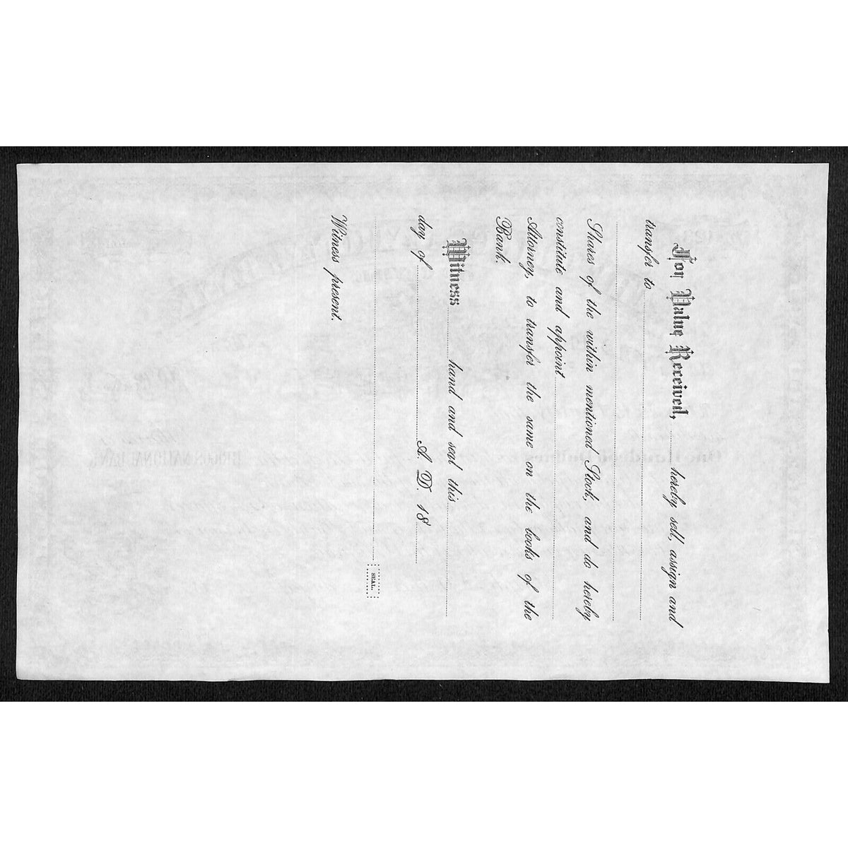 The Briggs National Bank of Clyde NY c1880* Stock Certificate Unissued #123
