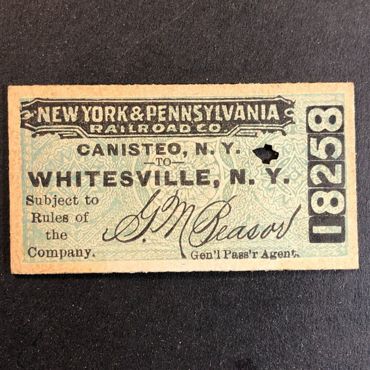 New York & Pennsylvania Railroad July 16 1917 Whitesville, NY Ticket #18258