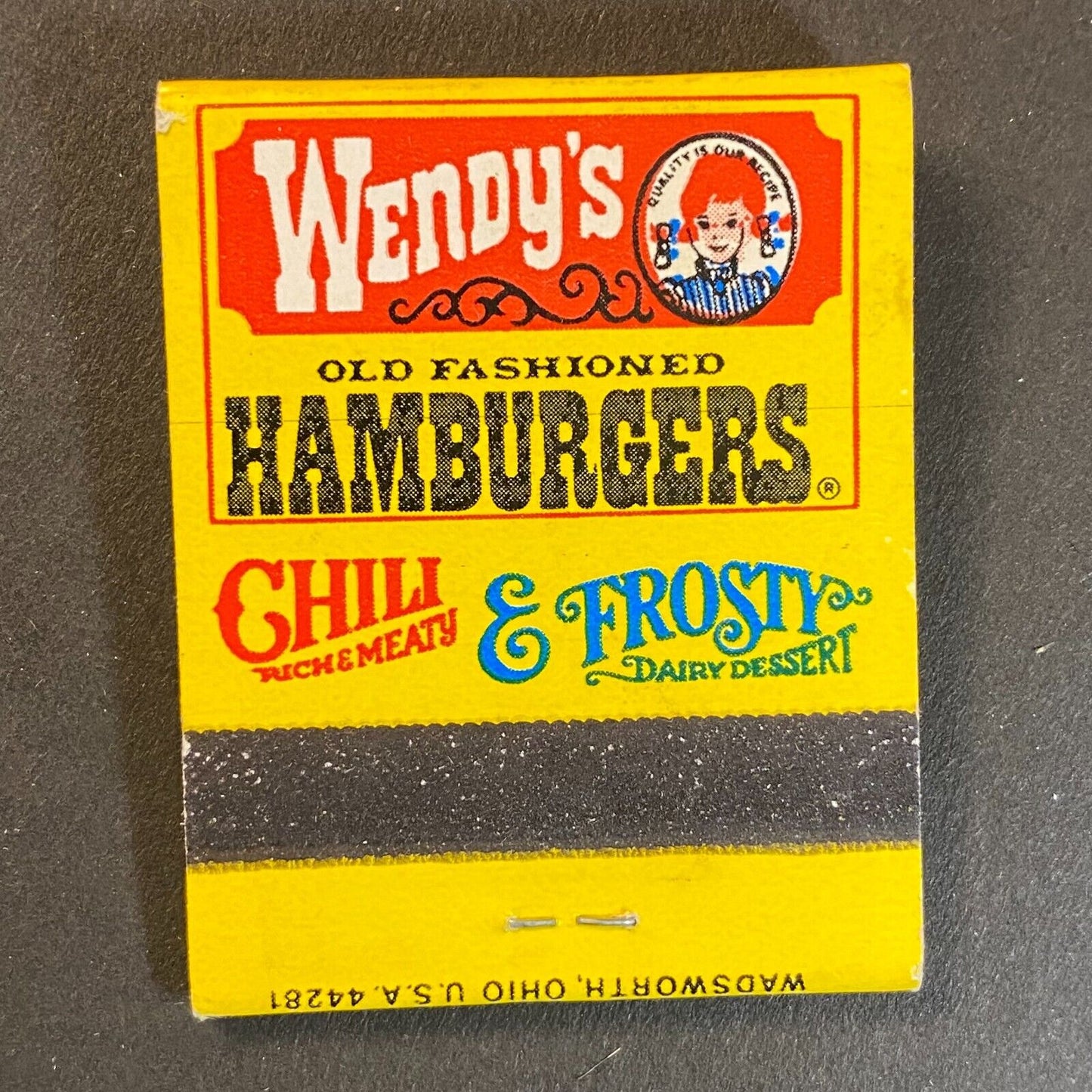 Wendy's Old Fashioned Hamburgers Full Matchbook c1973-80's VGC