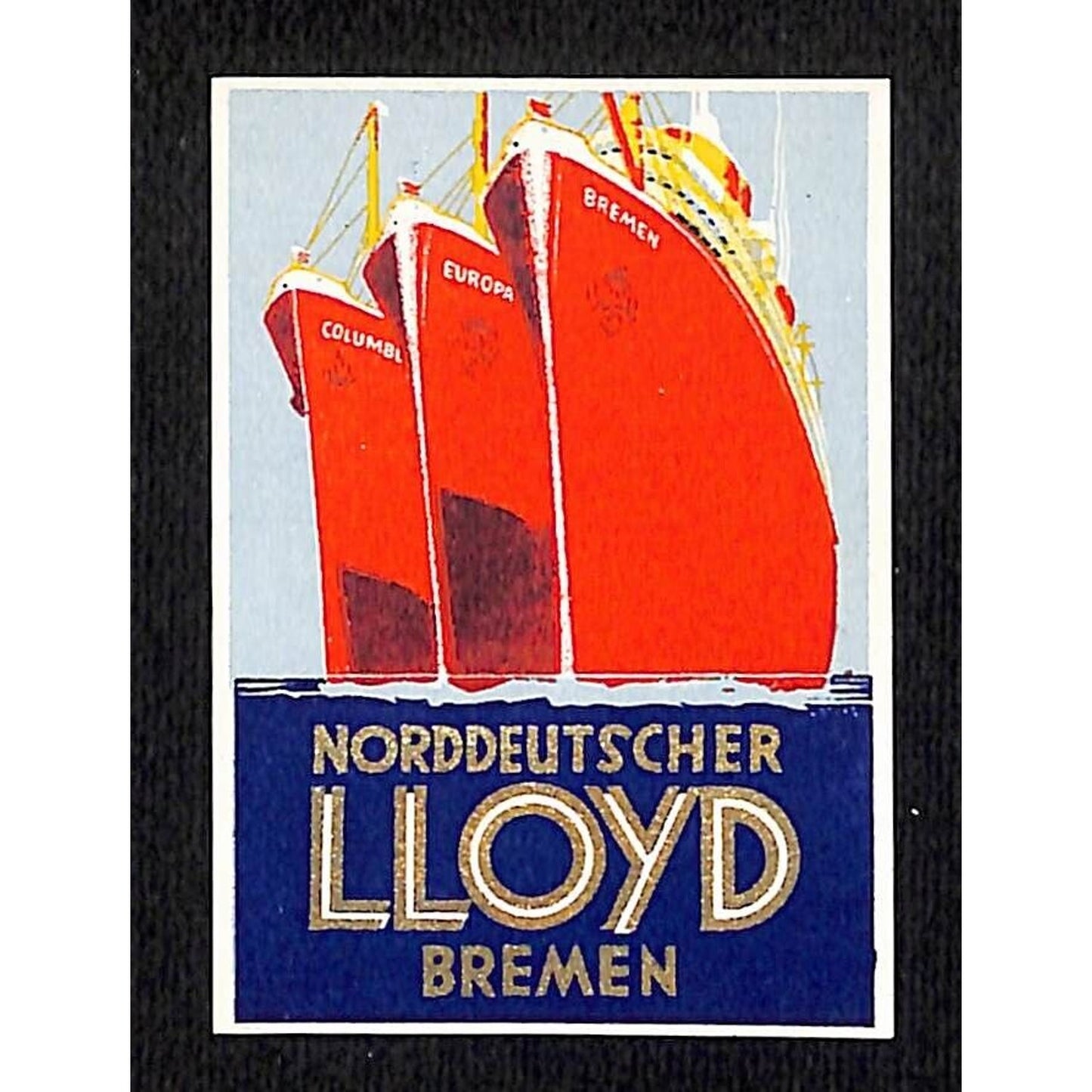 Norddeutscher Lloyd Bremen Luggage Label Original Small c1930's-40's