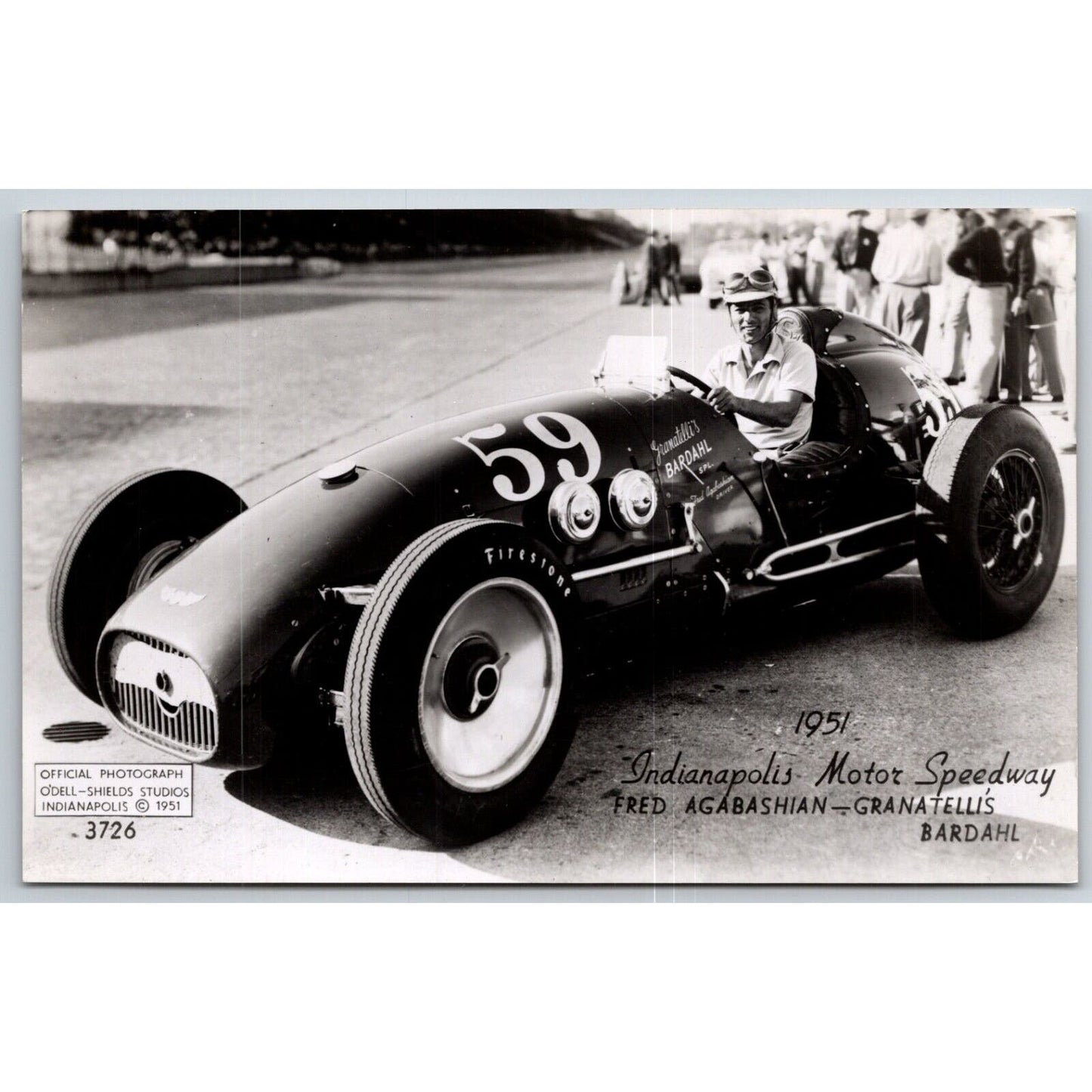 Indianapolis Motor Speedway 1951 Fred Agabashian RPPC* O'Dell-Shields Postcard