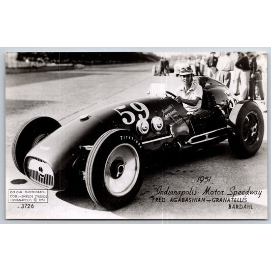 Indianapolis Motor Speedway 1951 Fred Agabashian RPPC* O'Dell-Shields Postcard