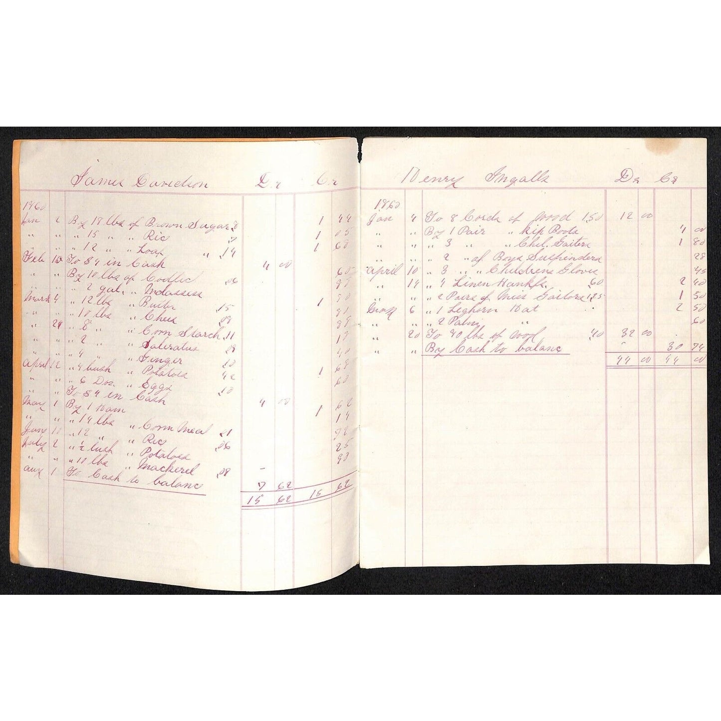 Nichols and Hall Book-Keeping Account for 1860 Wine & Cigar Merchant 24pp*