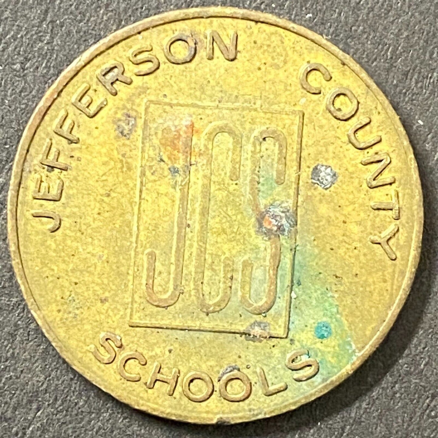 Jefferson County Schools JCS (Louisville, KY) Brass Bus / Lunch Token 23mm (#1)