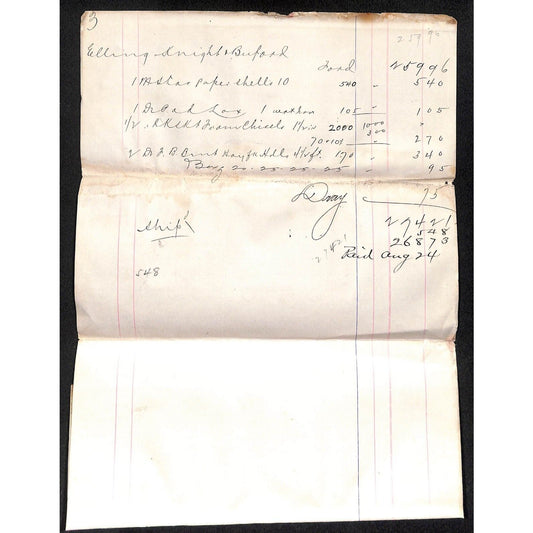 1892 S.R. Buford* Henry Elling* Virginia City, MT Receipt