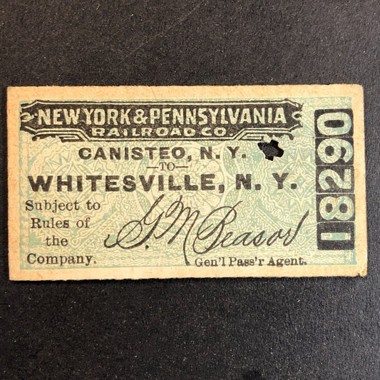 New York & Pennsylvania Railroad July 27 1917 Whitesville, NY Ticket #18290