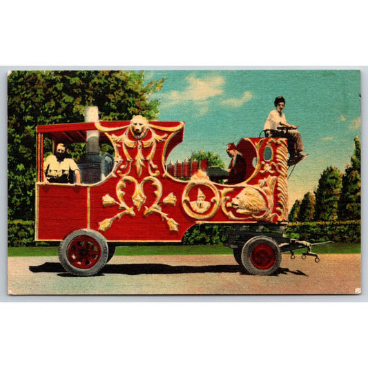 Gentry Bros. Circus Steam Calliope Linen Postcard - NP c1940's-50 Scarce