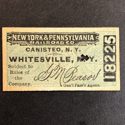 New York & Pennsylvania Railroad July 5 1917 Whitesville, NY Ticket #18225
