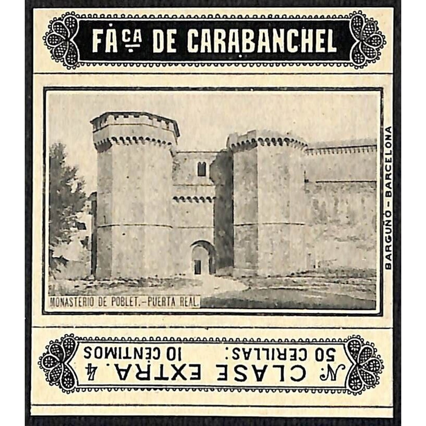 Monastery de Poblet - de Carabanchel Barcelona c1920's Matchbox Label VGC